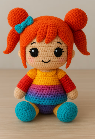 amigurumis muñeca pelo naranja