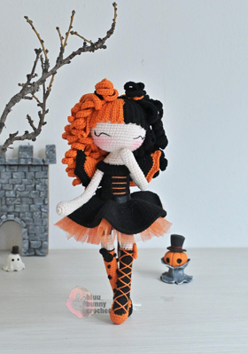 Patrón amigurumi muñeca Valerie halloween