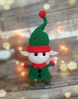 patron amigurumi duende navideño